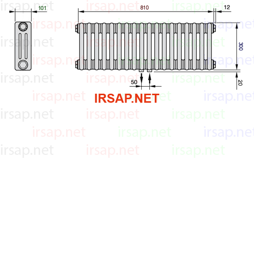 чертеж радиатора Irsap Tesi 30300-1830300-18-50-01